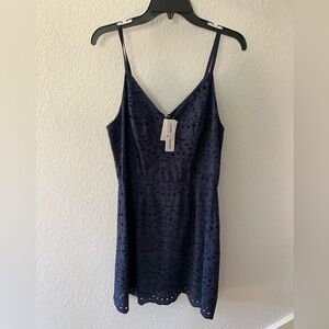 Navy Blue Eyelet Dress